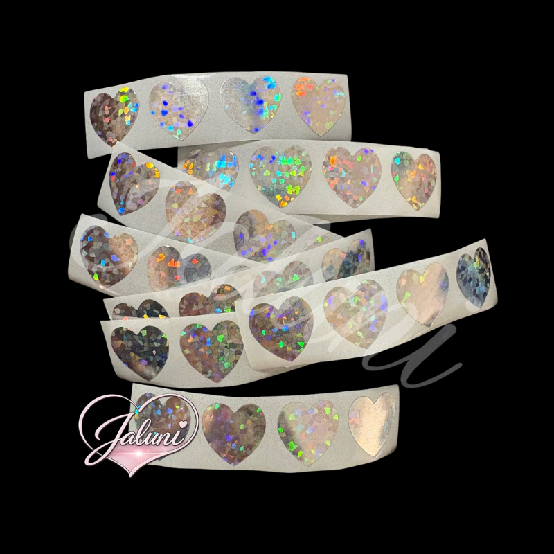 Rubbel-Sticker Silber Herzen