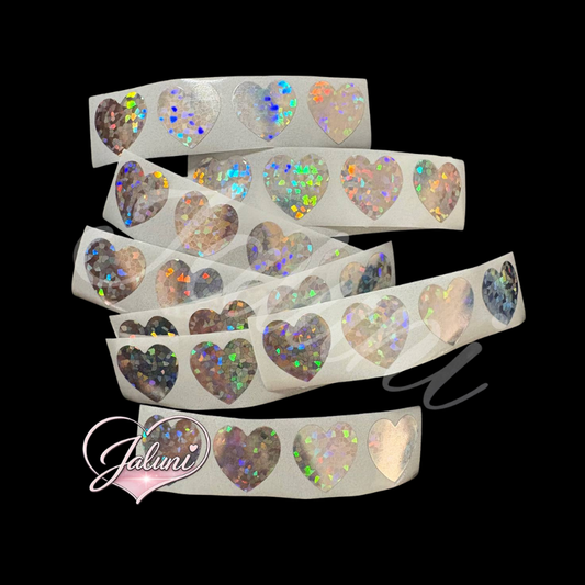 Rubbel-Sticker Silber Herzen